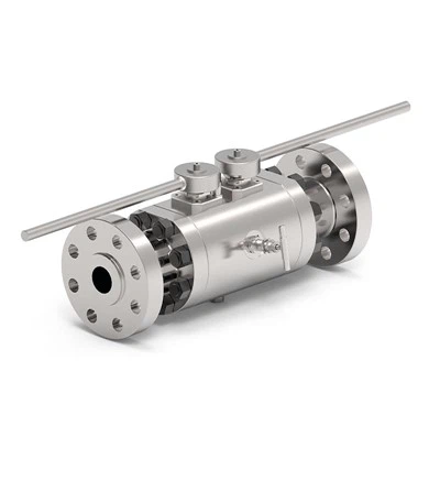 Tvöfaldur verkandi tvöfaldur blokk og blæðing kúluventill